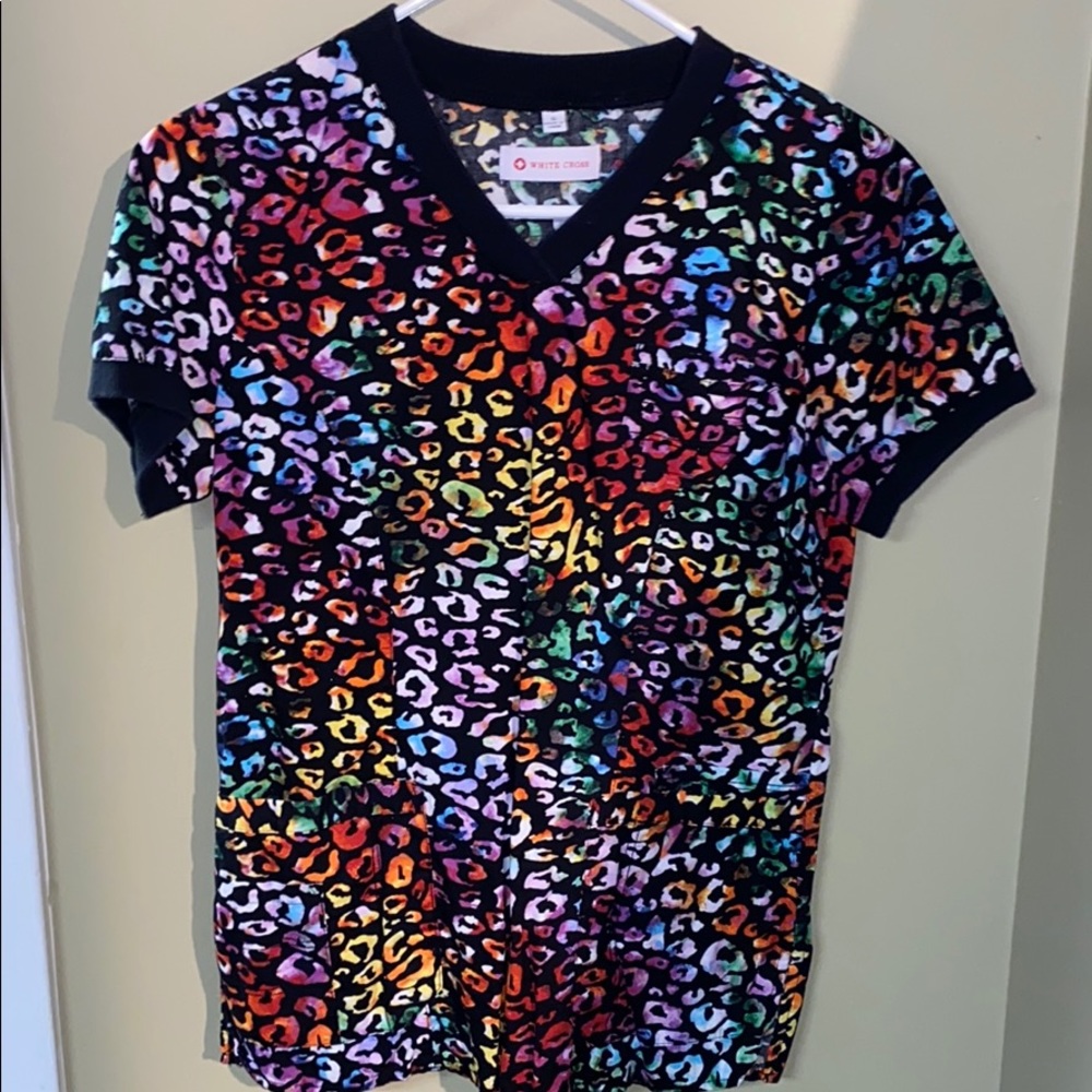 White Cross Scrub top, small, like new